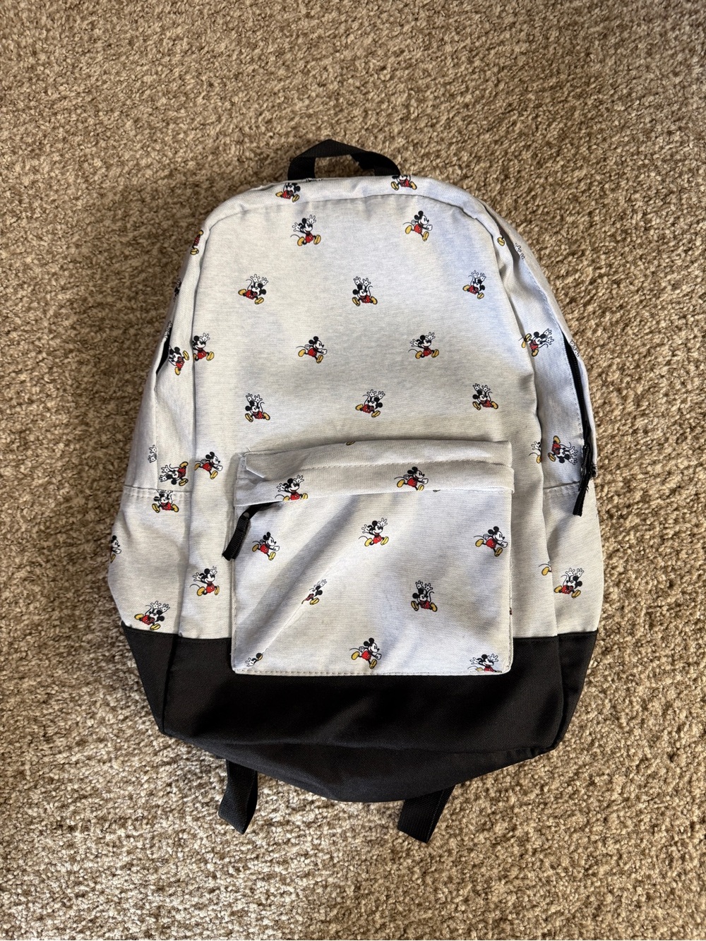 Disney White & Black Mickey Mouse Pattern Backpack